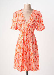 Robe mi-longue imprimé fantaisie manches courtes rouge RUE DES ABBESSES femme