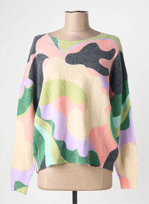 Pull coupe droite manches longues vert GRACE & MILA femme