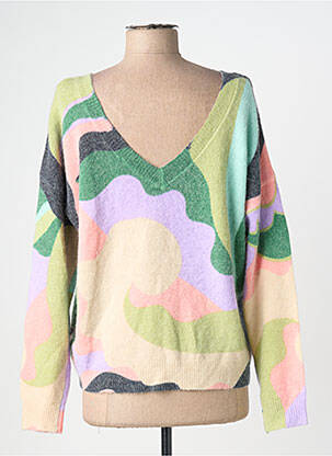Pull coupe droite manches longues vert GRACE & MILA femme