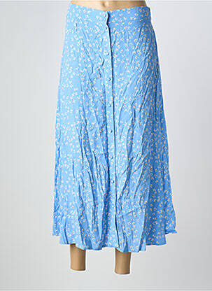 Jupe longue tissage crêpe bleu GRACE & MILA femme