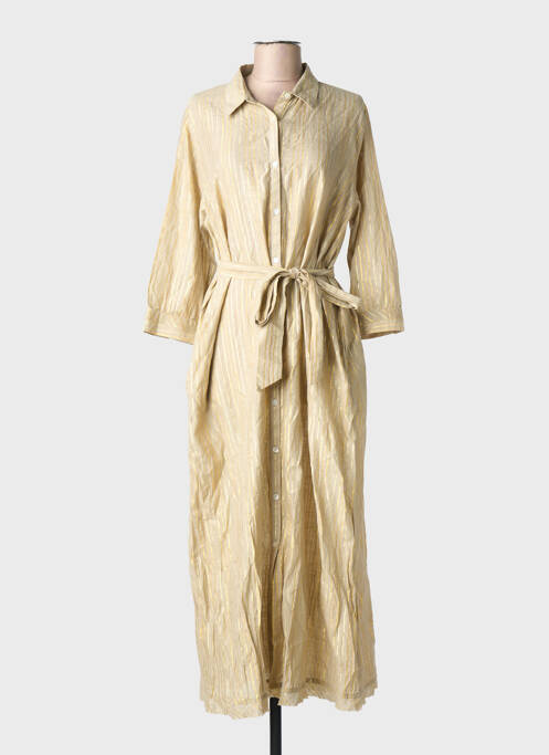 Robe longue coupe cintrée manches 3/4 beige BAGATELLE FRANCE femme