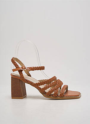 Sandales/nu pieds tissage satiné talon de 7 à 9cm marron VANESSA WU femme