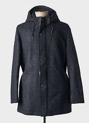 Manteau long a capuche a capuche bleu BUGATTI homme