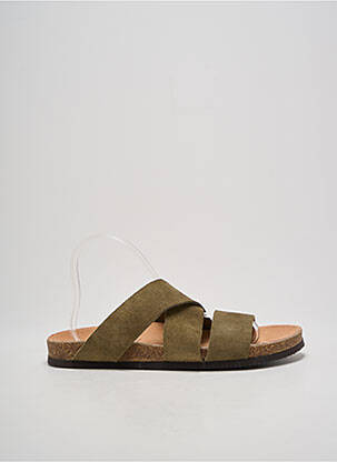 Mules/sabots nubuck bout ouvert vert SELECTED homme