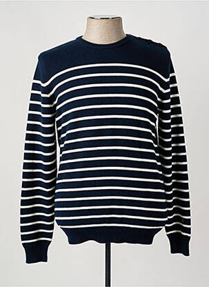 Pull col rond manches longues bleu LE TEMPS DES CERISES homme
