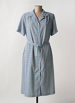 Robe mi-longue imprimé fantaisie manches courtes bleu GRIFFON femme