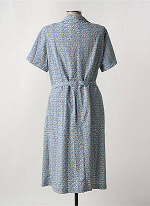 Robe mi-longue imprimé fantaisie manches courtes bleu GRIFFON femme