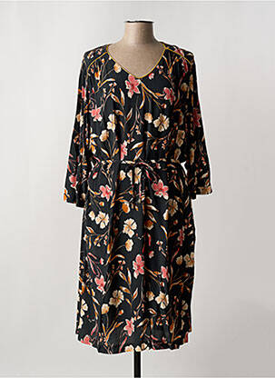 Robe mi-longue coupe fluide manches 3/4 noir GRIFFON femme