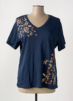 T-shirt col v manches courtes bleu MERI & ESCA femme