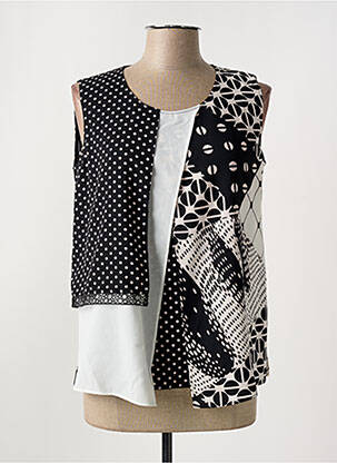 Top tissage crêpe sans manche noir GUY DUBOUIS femme