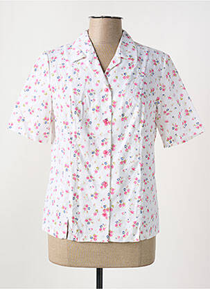Chemisier imprimé fleurs manches courtes blanc GUY DUBOUIS femme