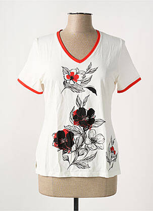 T-shirt col v manches courtes beige GUY DUBOUIS femme