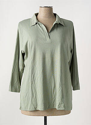 Polo sérigraphie avec strass manches 3/4 vert I.ODENA femme