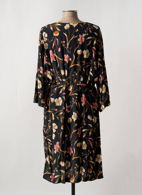Robe mi-longue coupe fluide manches 3/4 noir GRIFFON femme