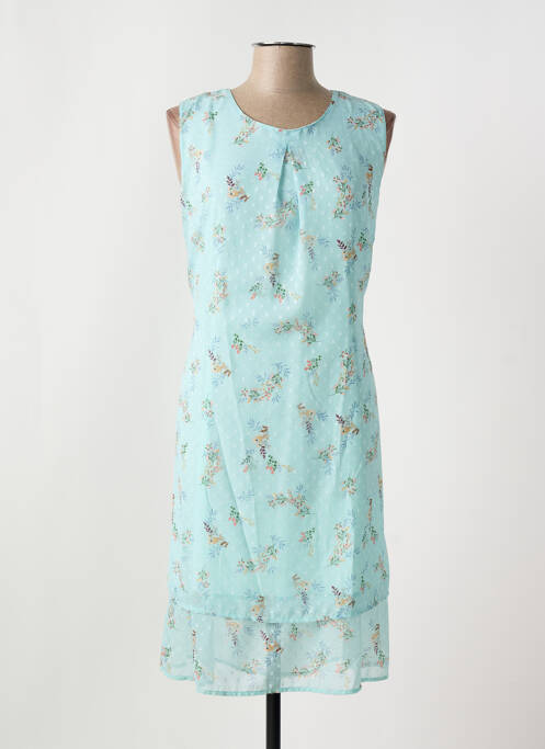 Robe mi-longue coupe fluide sans manche bleu GRIFFON femme