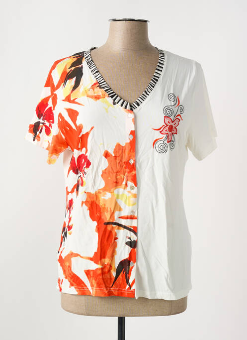 Top tissage jersey manches courtes orange GUY DUBOUIS femme