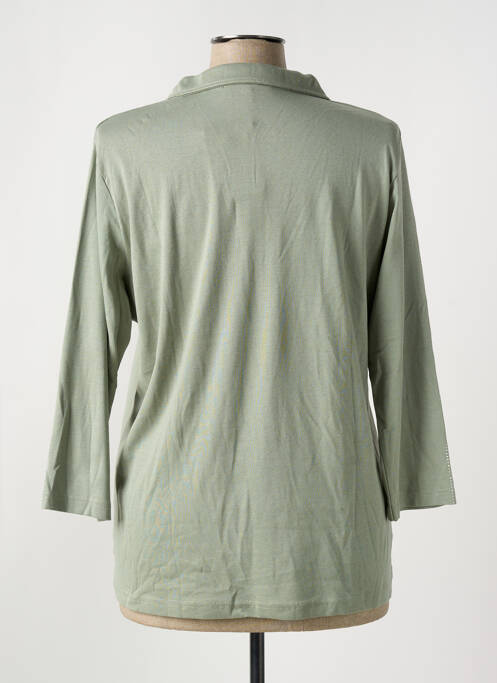 Polo sérigraphie avec strass manches 3/4 vert I.ODENA femme