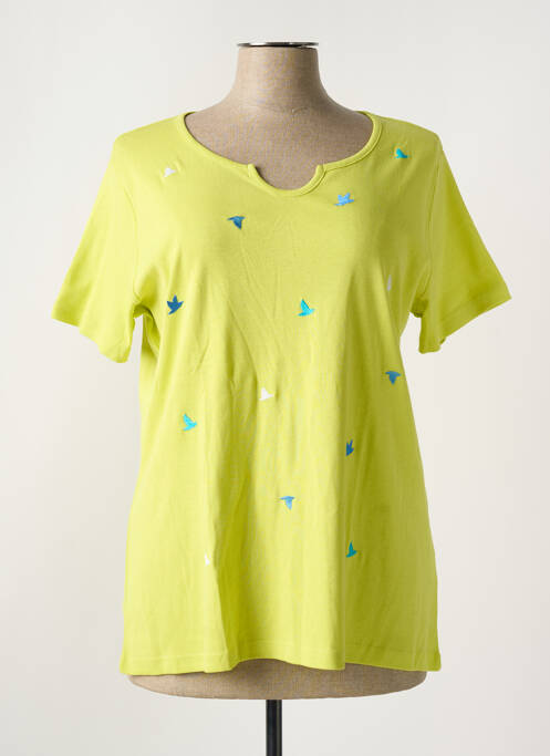 T-shirt col v manches courtes vert I.ODENA femme