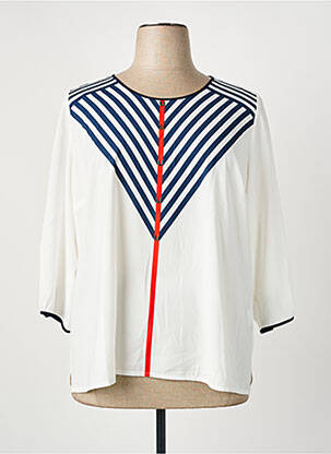 Blouse col rond manches 3/4 blanc GUY DUBOUIS femme