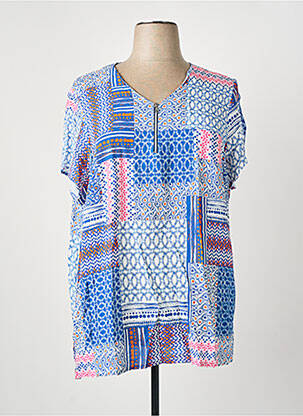 Top imprimé fantaisie manches courtes bleu GUY DUBOUIS femme