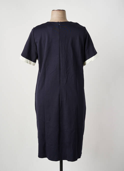Robe mi-longue fermeture zippée au dos manches courtes bleu GUY DUBOUIS femme