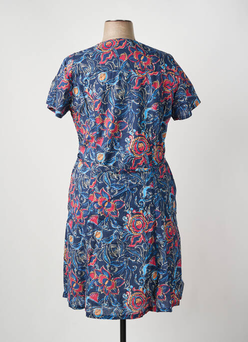 Robe mi-longue imprimé fantaisie manches courtes bleu GUY DUBOUIS femme