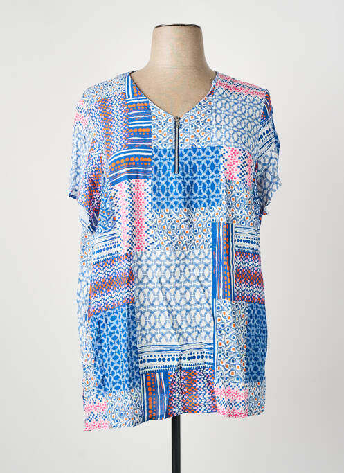 Top imprimé fantaisie manches courtes bleu GUY DUBOUIS femme