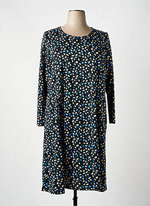 Robe mi-longue imprimé fantaisie manches longues noir GUY DUBOUIS femme
