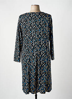 Robe mi-longue imprimé fantaisie manches longues noir GUY DUBOUIS femme