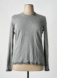 Pull tissage chiné manches longues gris QUATRE VINGT JOURS femme