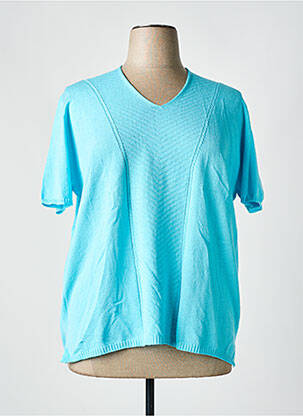 Pull coupe cintrée manches courtes bleu I.ODENA femme
