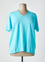 Pull coupe cintrée manches courtes bleu I.ODENA femme