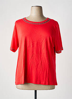 T-shirt sérigraphie avec strass manches courtes rouge GRIFFON femme