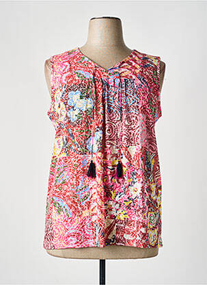 Débardeur col v sans manche rose GRIFFON femme