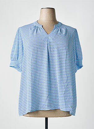 Blouse imprimé fantaisie manches courtes bleu GRIFFON femme