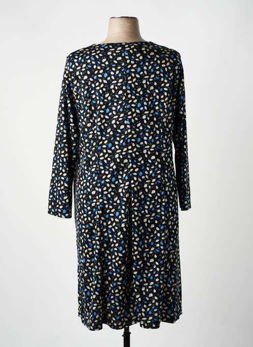 Robe mi-longue imprimé fantaisie manches longues noir GUY DUBOUIS femme