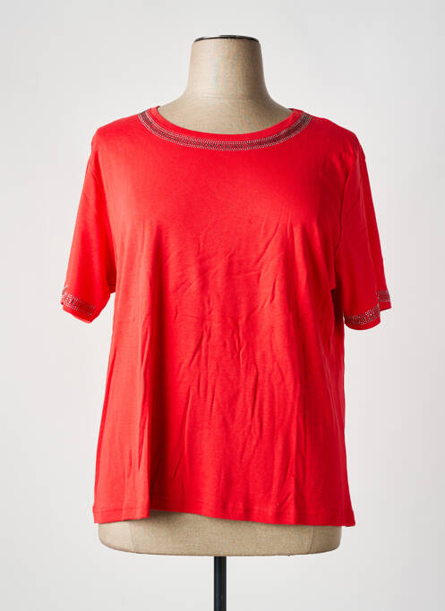 T-shirt sérigraphie avec strass manches courtes rouge GRIFFON femme