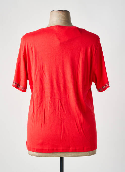 T-shirt sérigraphie avec strass manches courtes rouge GRIFFON femme