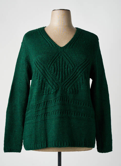 Pull coupe cintrée manches longues vert GRIFFON femme