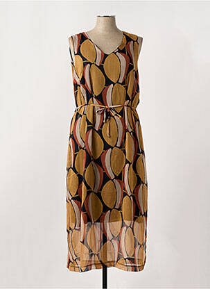 Robe longue imprimé fantaisie sans manche marron GRIFFON femme