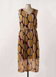 Robe longue imprimé fantaisie sans manche marron GRIFFON femme