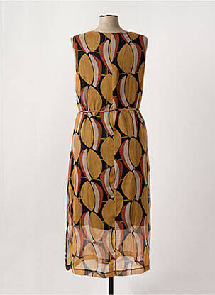 Robe longue imprimé fantaisie sans manche marron GRIFFON femme