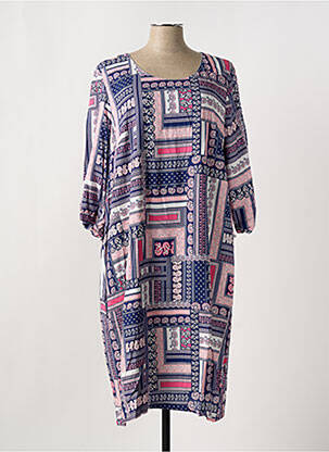 Robe mi-longue imprimé fleurs manches 3/4 bleu GRIFFON femme