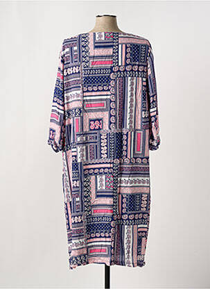 Robe mi-longue imprimé fleurs manches 3/4 bleu GRIFFON femme