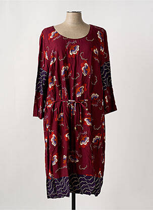 Robe mi-longue imprimé fleurs manches 3/4 rouge GRIFFON femme