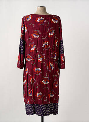 Robe mi-longue imprimé fleurs manches 3/4 rouge GRIFFON femme