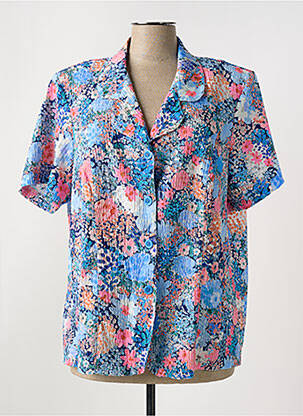 Chemisier imprimé fleurs manches courtes bleu GRIFFON femme
