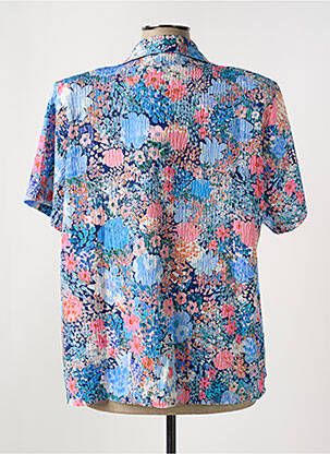 Chemisier imprimé fleurs manches courtes bleu GRIFFON femme