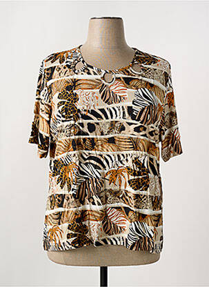 T-shirt stretch manches courtes marron GRIFFON femme