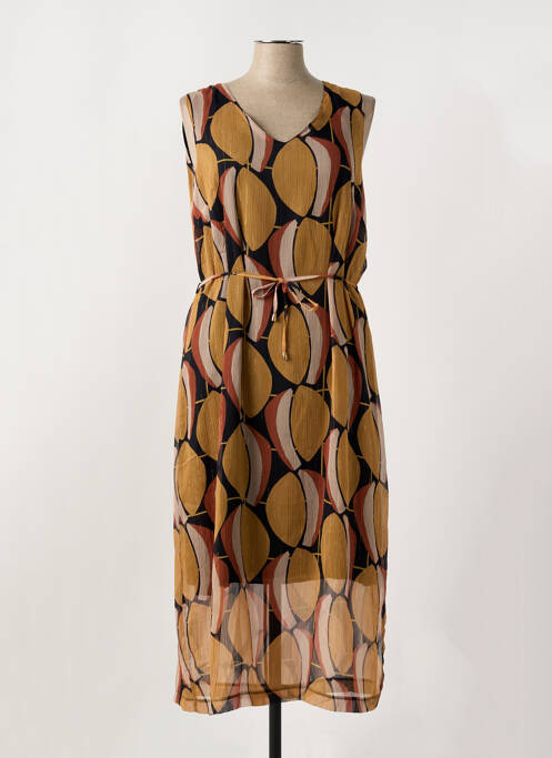 Robe longue imprimé fantaisie sans manche marron GRIFFON femme